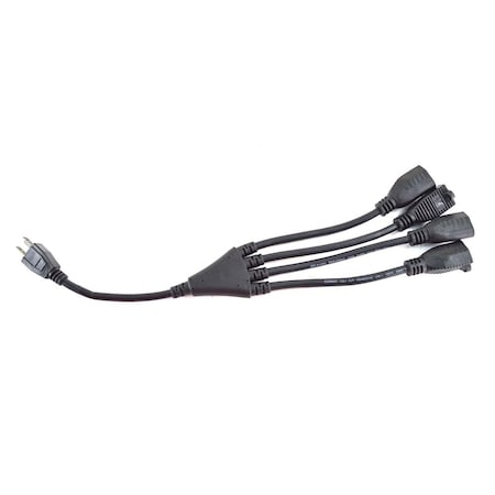 SUPERIOR ELECTRIC 1-to-4 Power Cord Splitter Cable - 18 Inches - Black SE1542